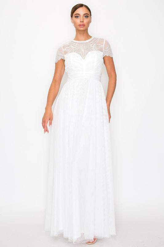 embroided tulle  maxi dress