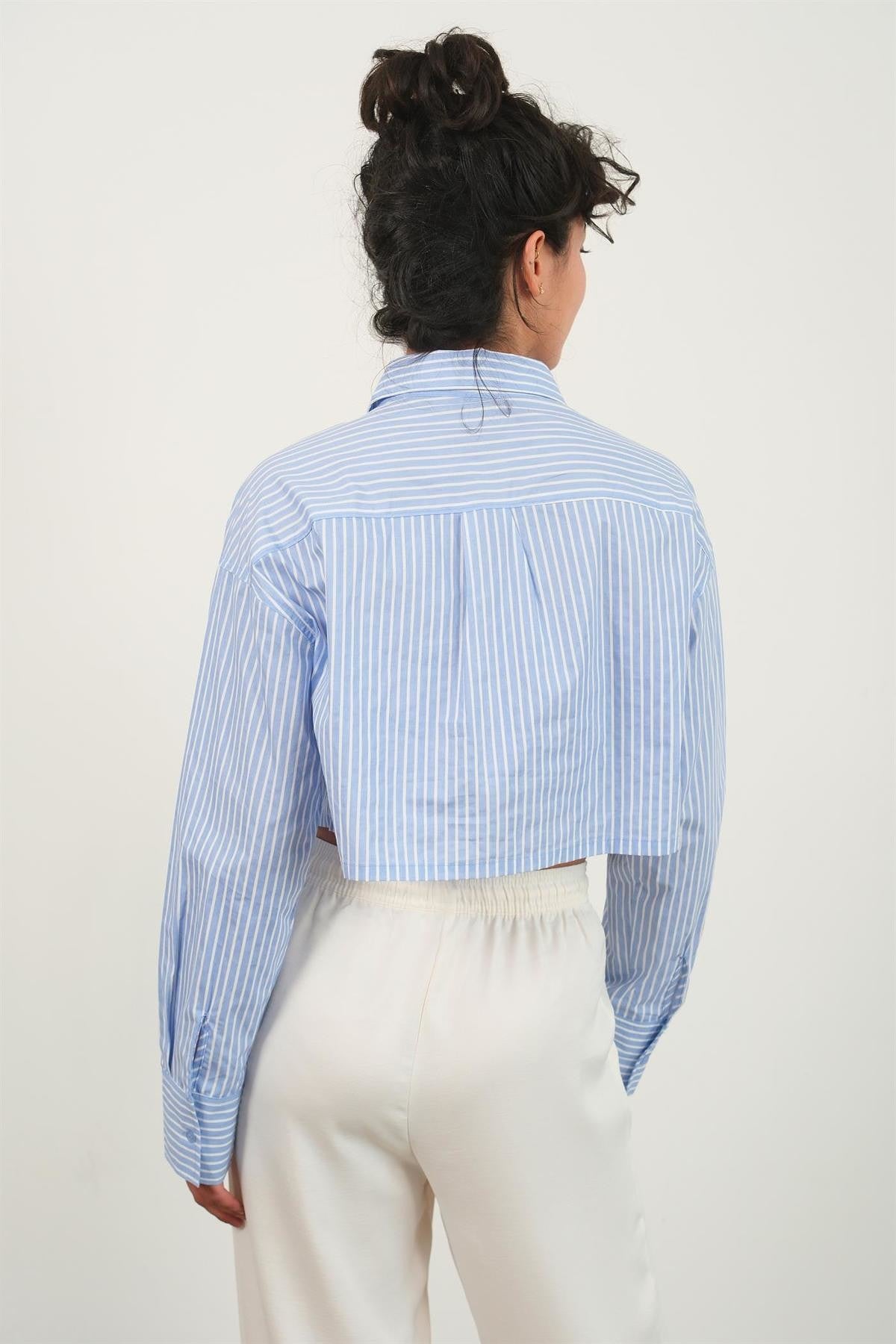 Striped crop shirt