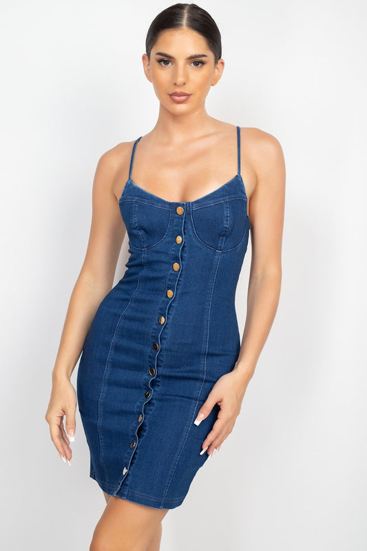 spaghetti strap denim dress