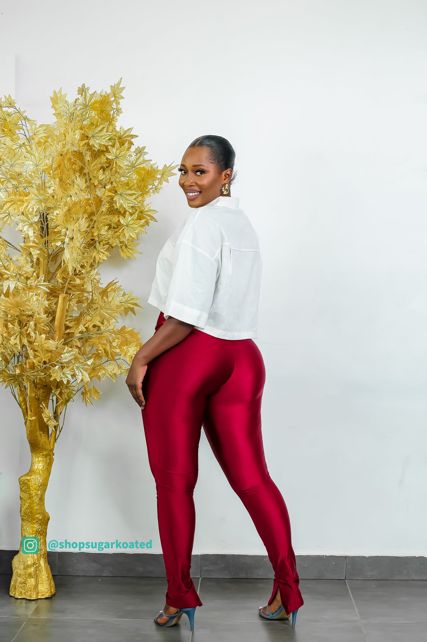 Split hem leggings burgundycolor