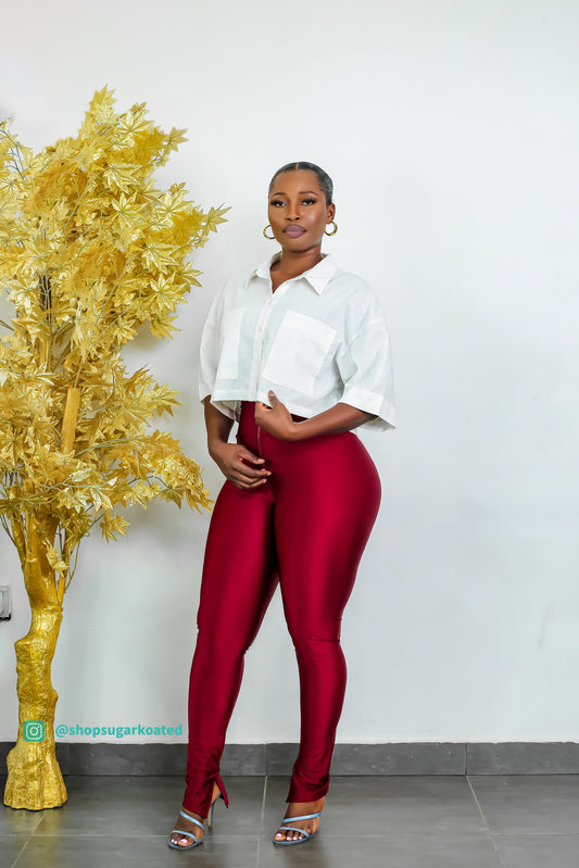 Split hem leggings burgundycolor