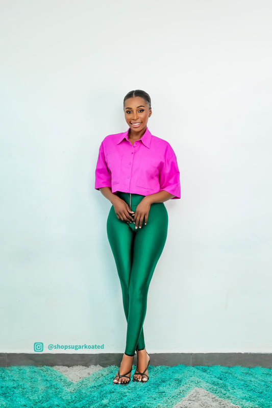 green zip up leggings